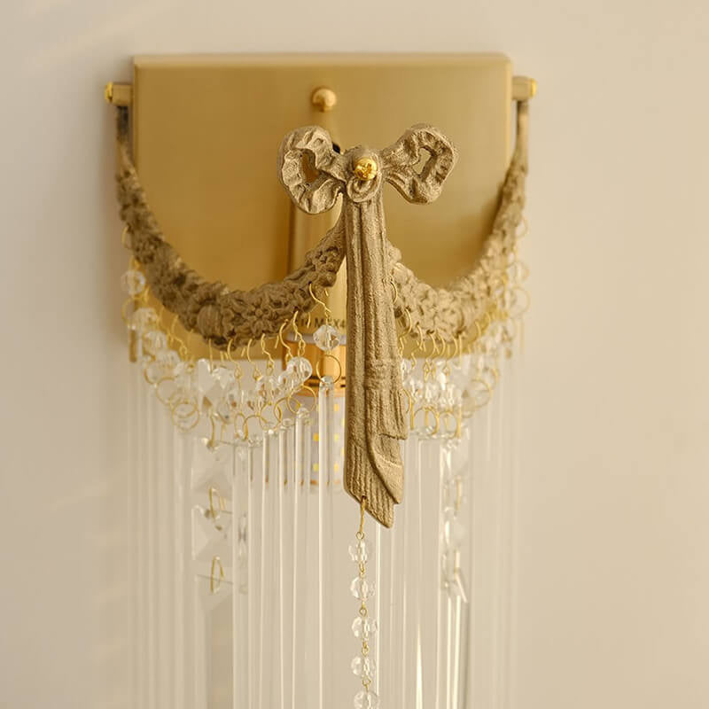 Brass Crystal Square Bow Wall Lamp