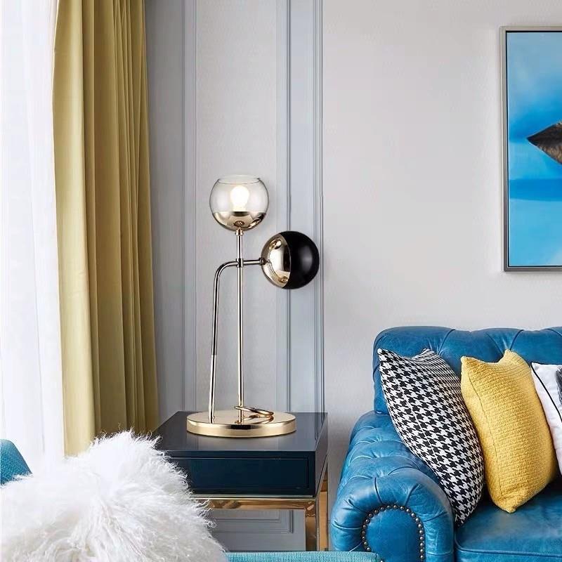 Orb Hardware Glass Bedroom 2-Light Table Lamp