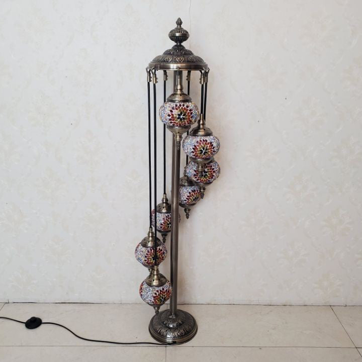 Oval Ball Iron Stained 7-Light Floor Lamp