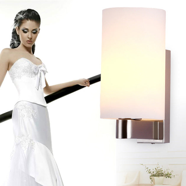 Iron Glass Cylinder Hallway Wall Lamp