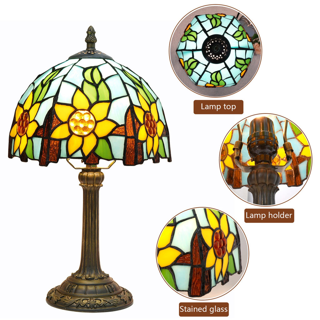 Resin Glass Dome Sunflower Table Lamp