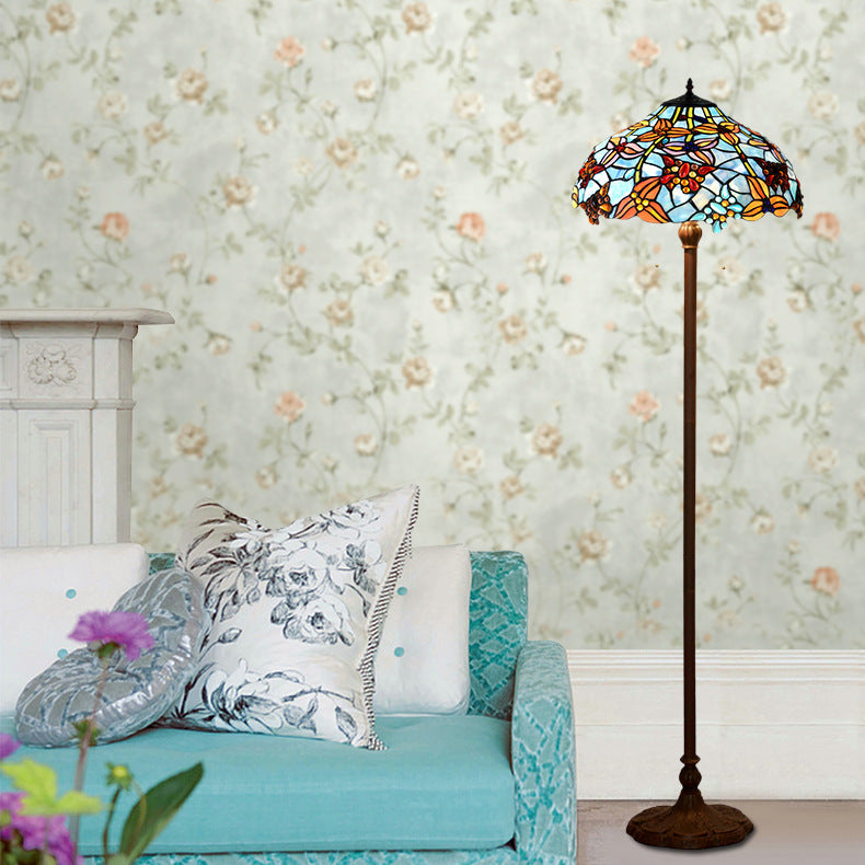 Butterfly Decoration Stained Glass 2-Light Floor Lamp