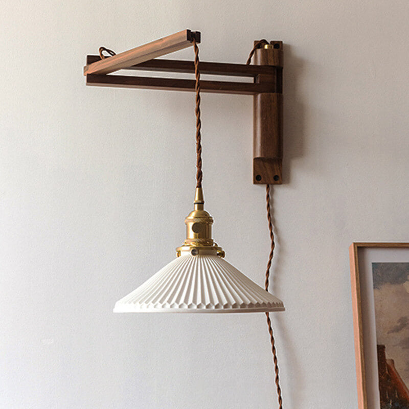 Milk White Striped Glass Wall Lamp