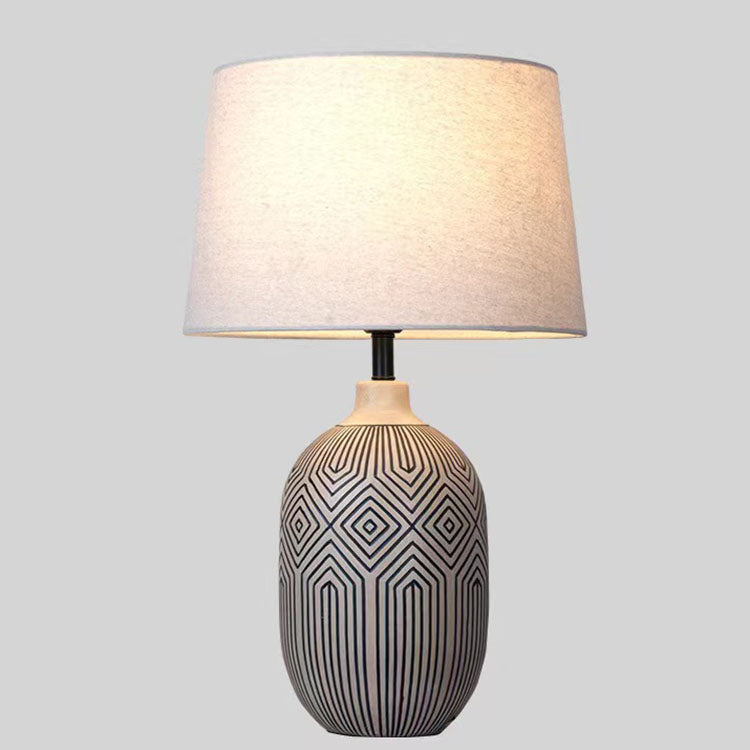 Striped Vase Ceramic Fabric Table Lamp