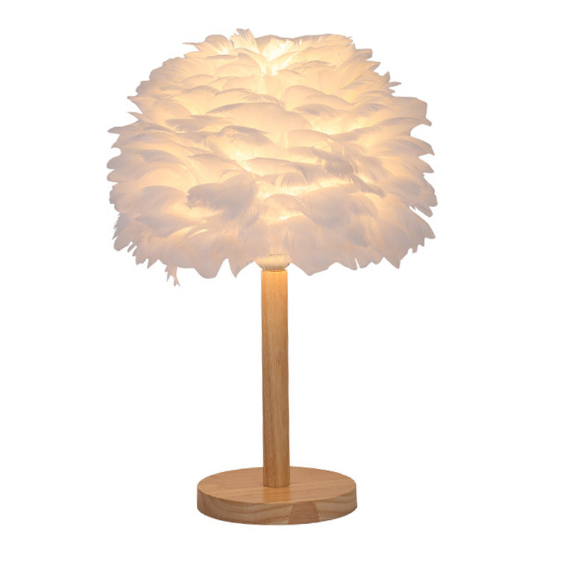 Feather Decorative Solid Wood Table Lamp