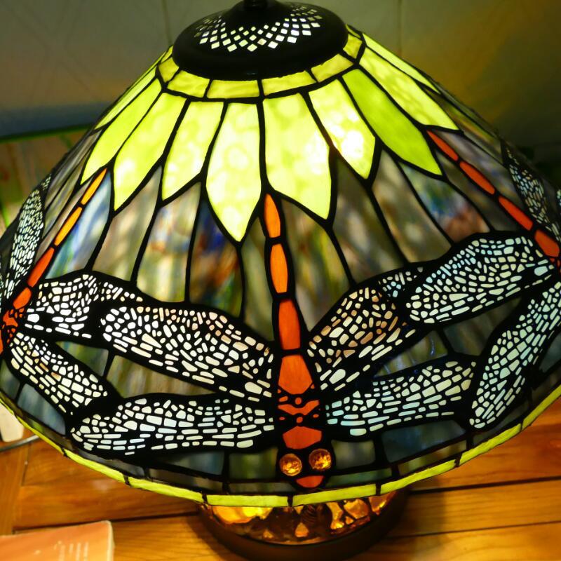 Iron Glass Conic Dragonfly 2-Light Table Lamp