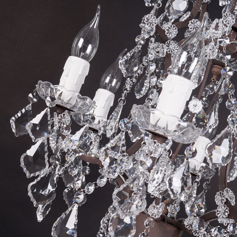 Crystal Candelabra Rust 6-Light Table Lamp