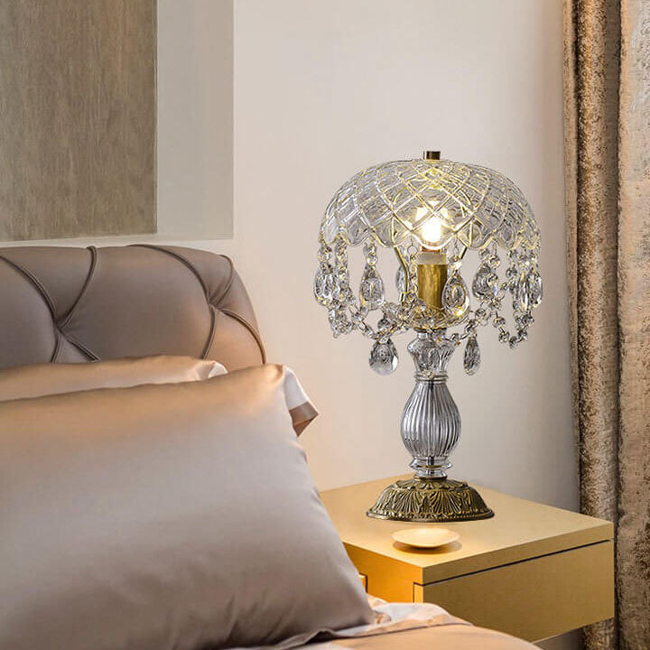 Clear Crystal Round Tassel Table Lamp