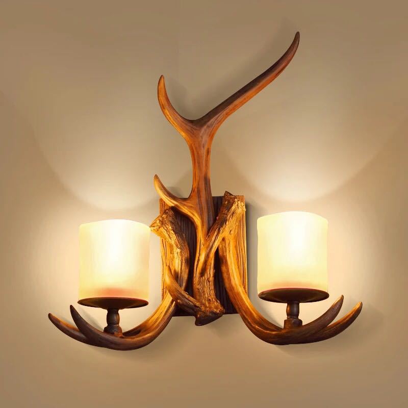 Resin Iron Antler 1/2 Wall Lamp