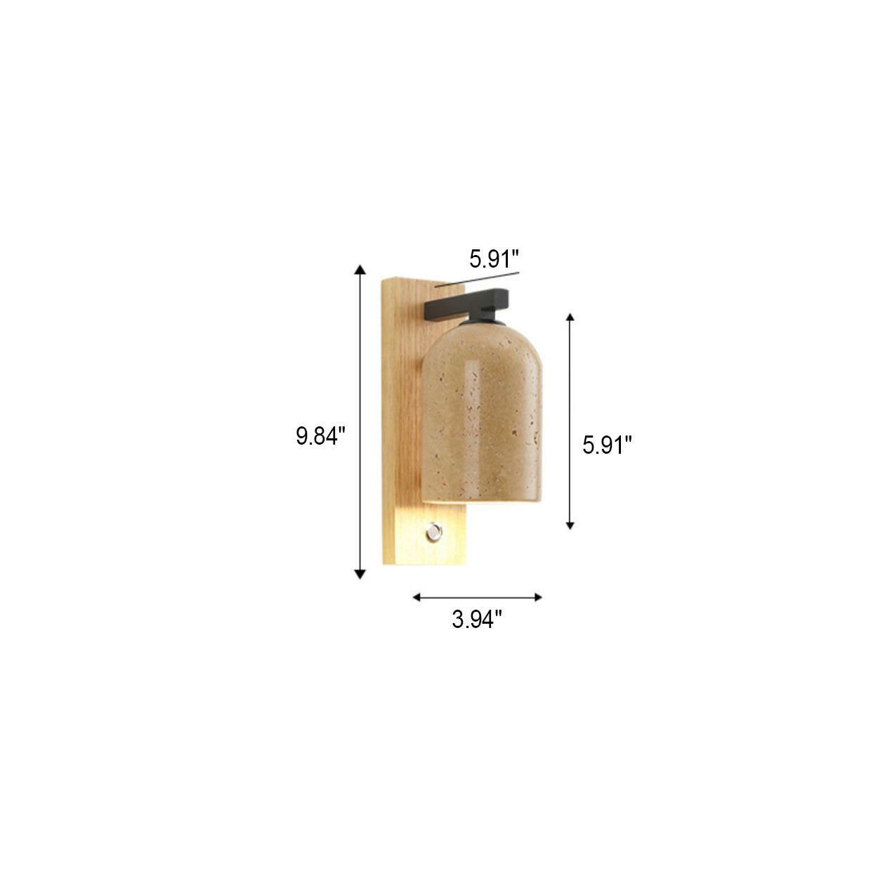 Stone Cylinder Wooden Wall Lamp