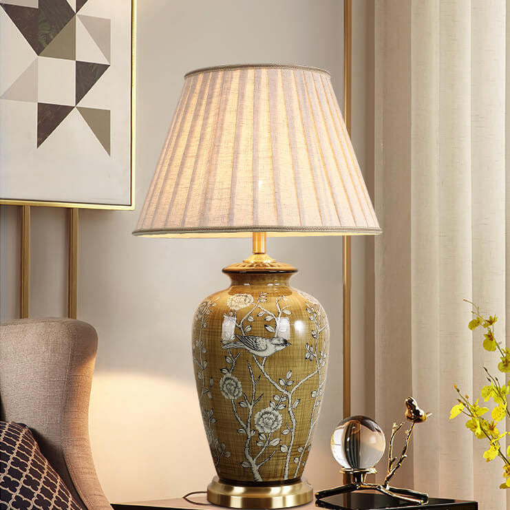 Ceramic Canvas Copper Table Lamp