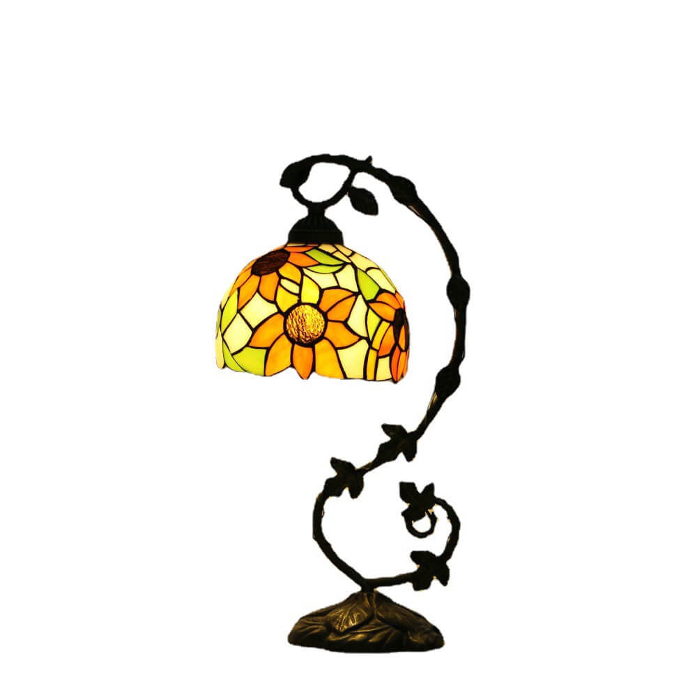 Rose Stained Glass Vine Table Lamp
