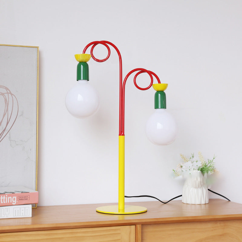 Curved Pole Round Ball Table Lamp