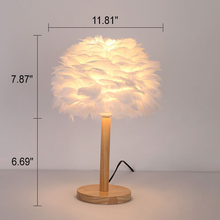 Feather Decorative Solid Wood Table Lamp
