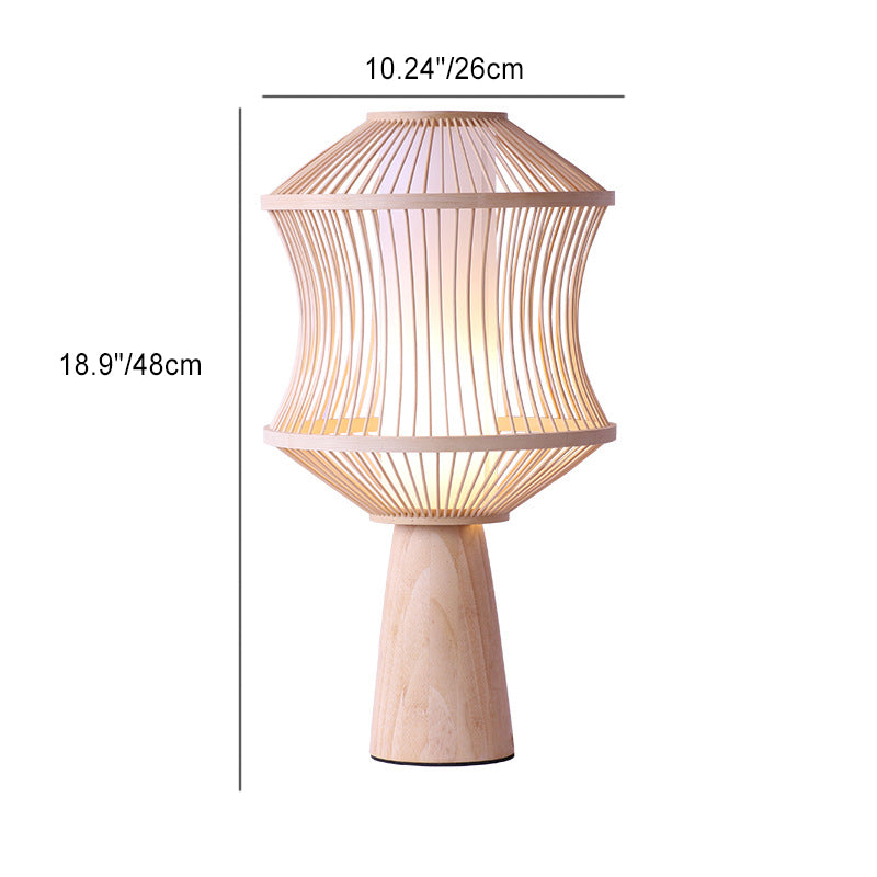 Bamboo Weaving Geometric Cage Table Lamp