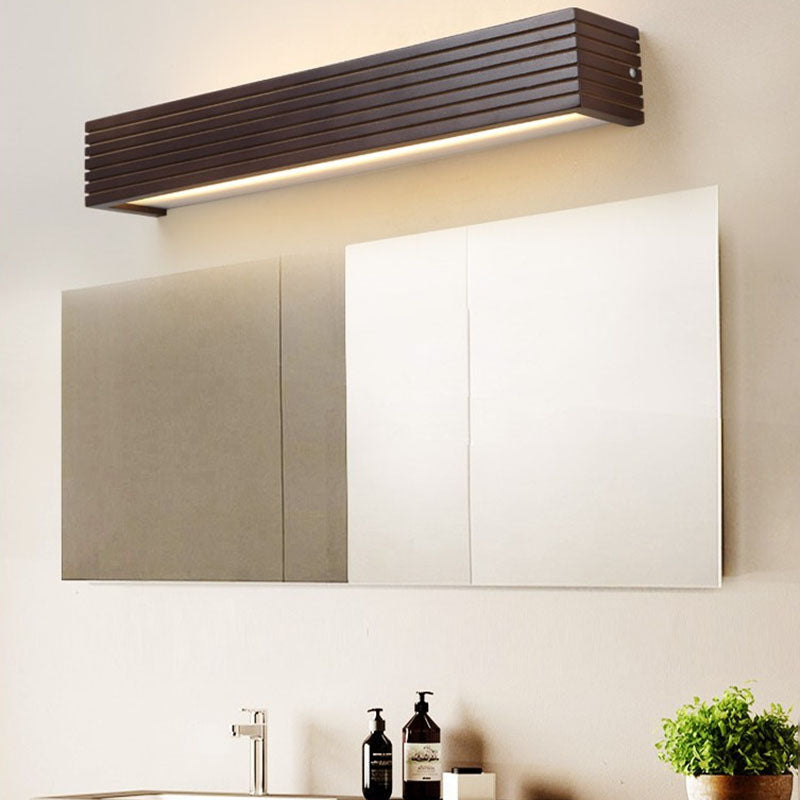 Striped Wood Cuboid Vanity Wall Lamp