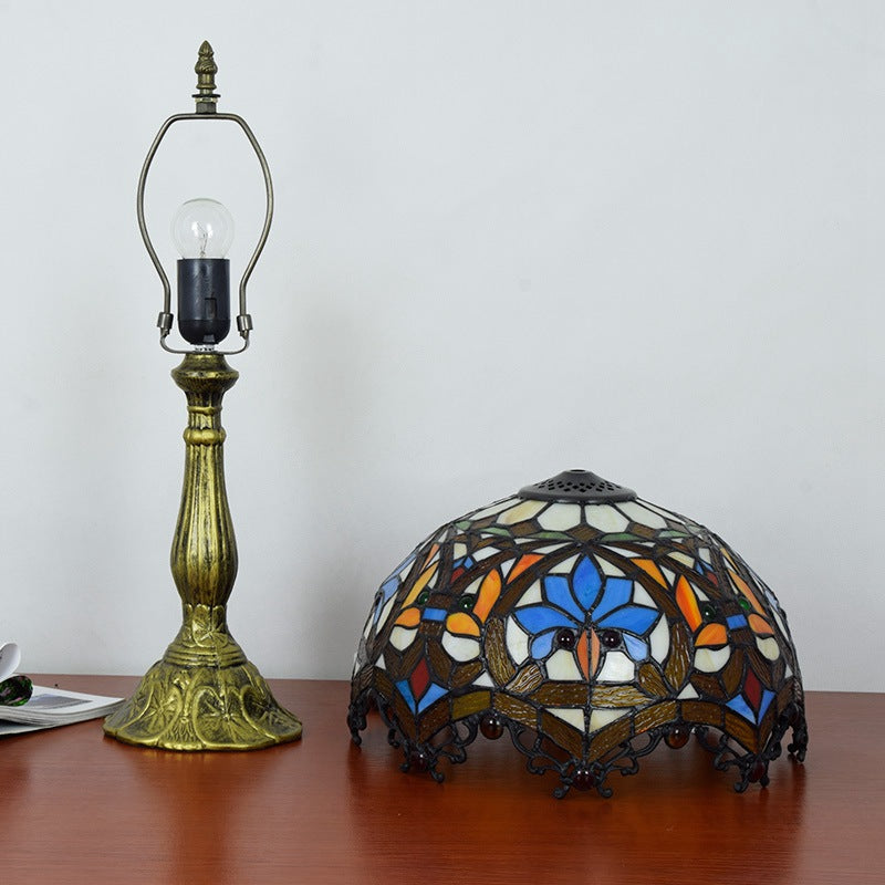 Flower Gemstone Stained Glass Table Lamp