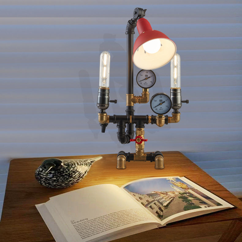 Plumbing Robot Aluminum Iron 3-Light Table Lamp
