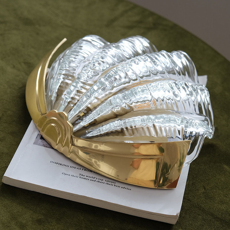 Shell Brass Glass Bedroom Wall Lamp
