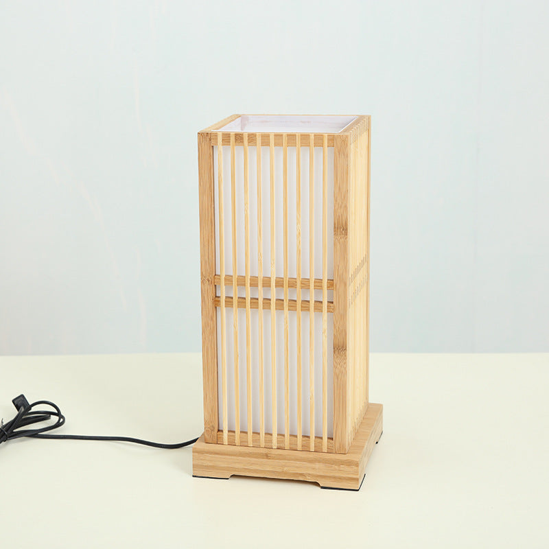 Wooden Square Column Table Lamp