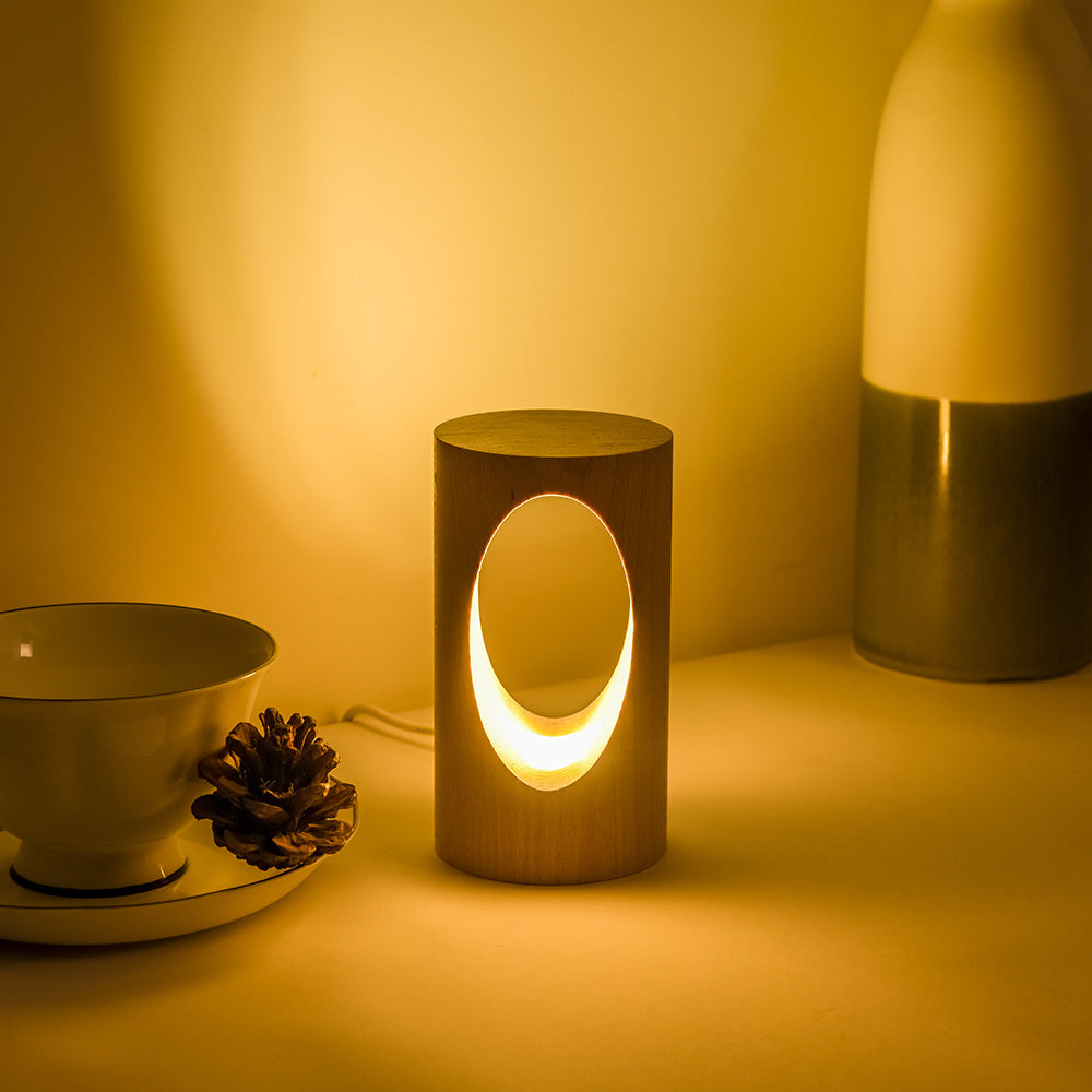 Solid Wood Rectangular Column Table Lamp