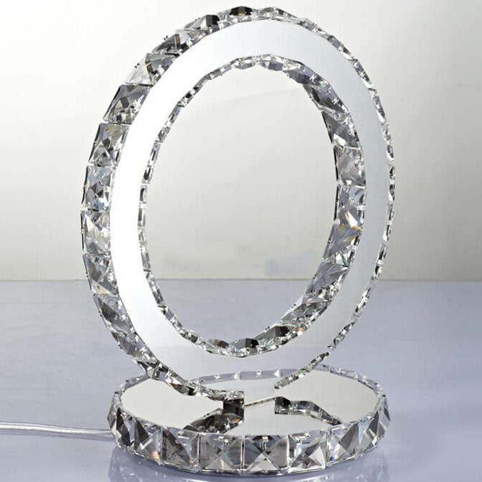 Crystal Round Stainless Steel Table Lamp