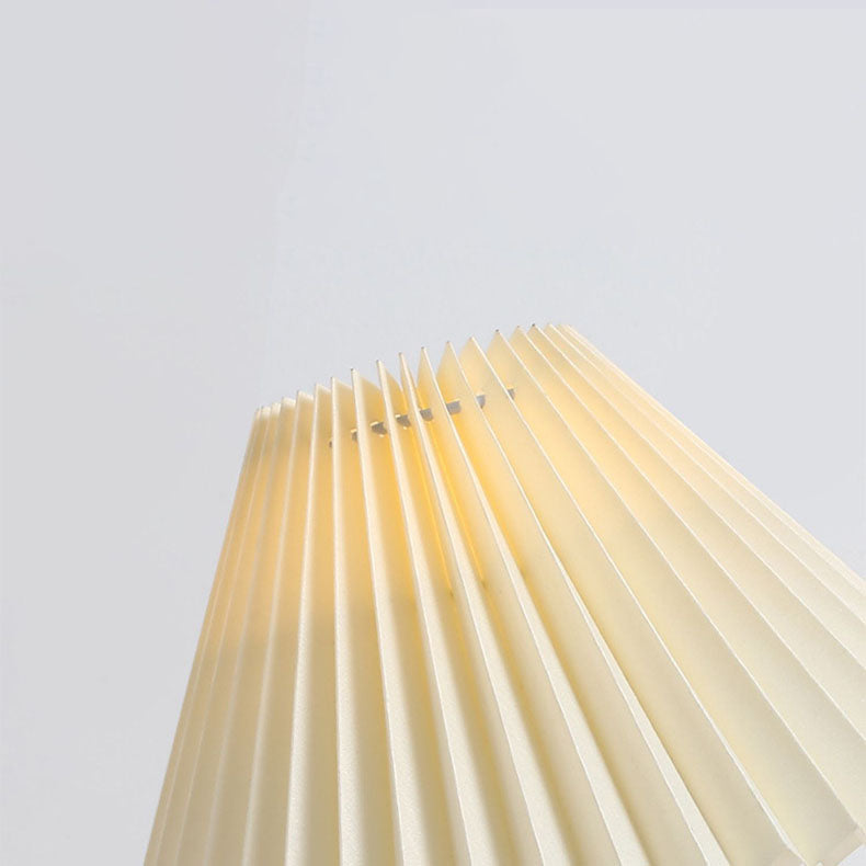 Round Pleated Ceramic PVC Table Lamp
