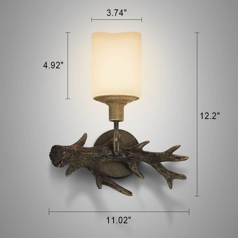 Antler Resin Glass Cylinder Wall Lamp