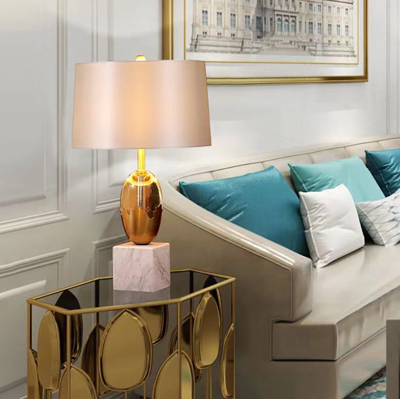 Fabric Crystal Marble Bedroom Table Lamp