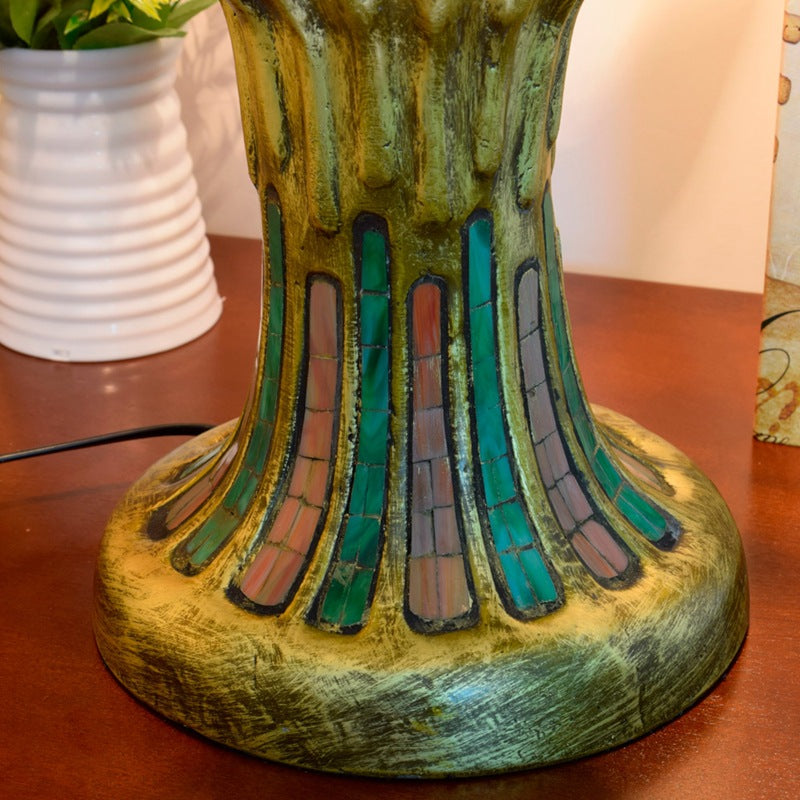 Peach Stained Glass Dome 4-Light Table Lamp