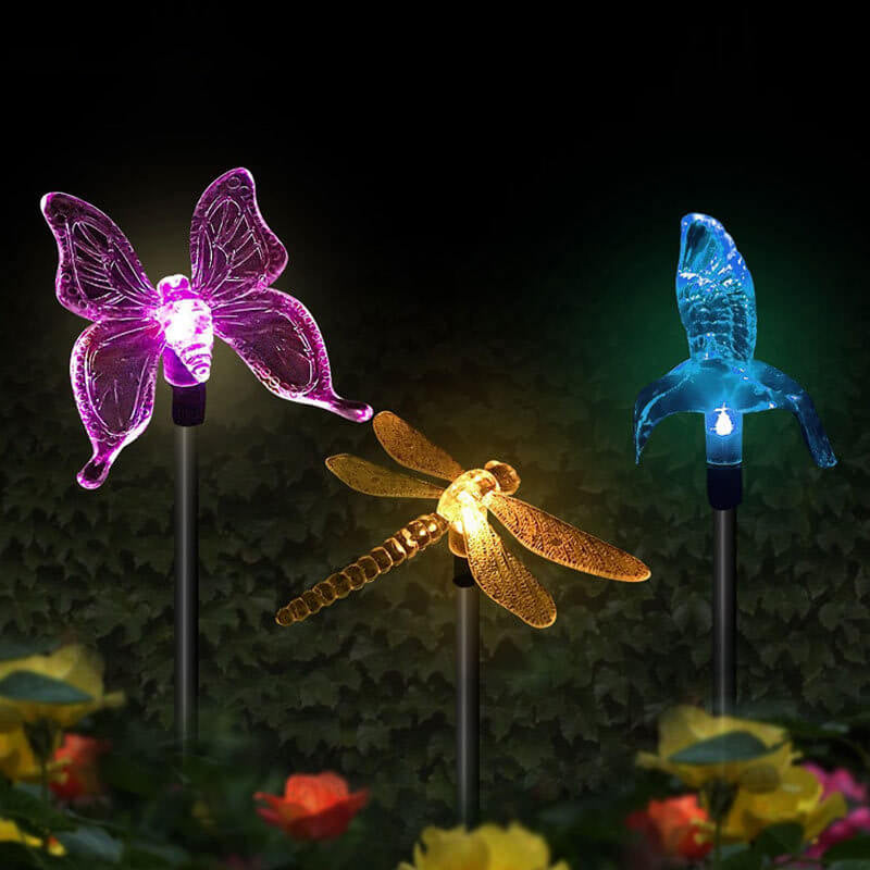Solar Hummingbird Butterfly Dragonfly Outdoor Light