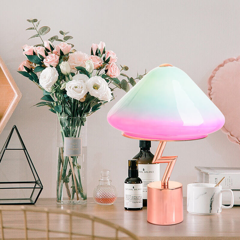 Colorful Mushroom Hardware Glass Table Lamp