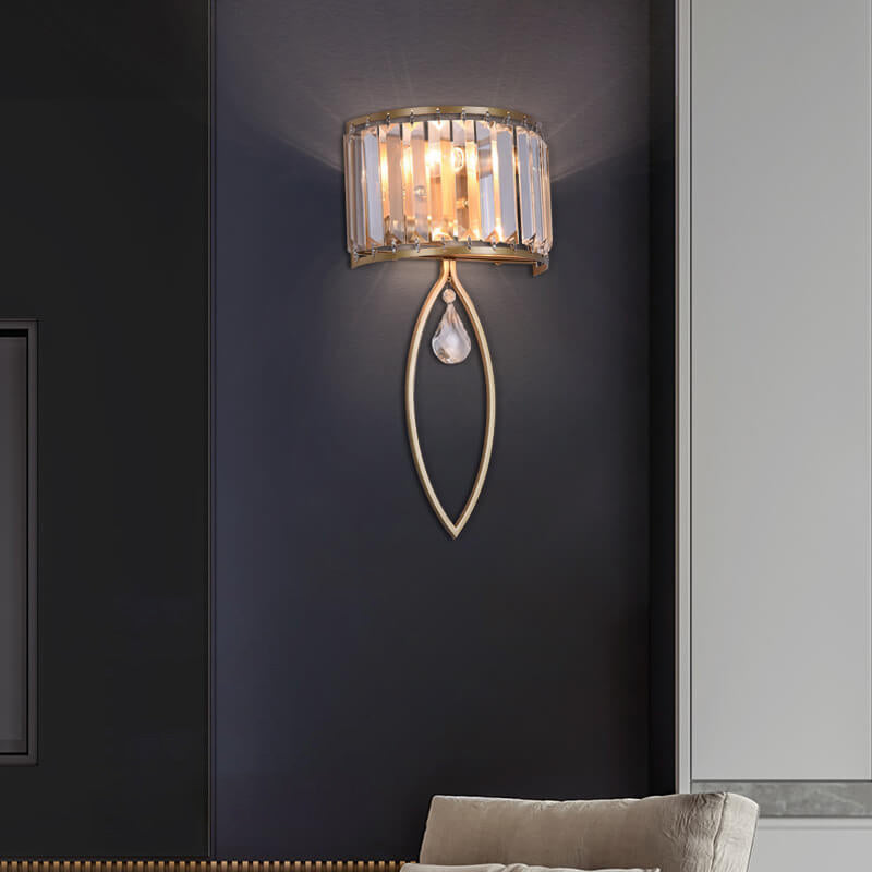 Crystal Half Column Oval 2-Light Wall Lamp