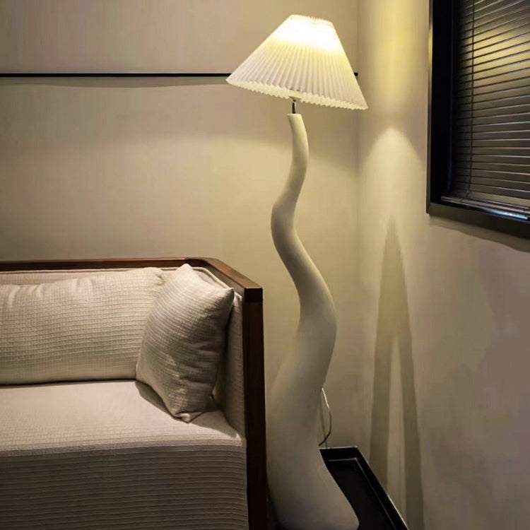 Tapered Waves Resin Fabric Floor Lamp