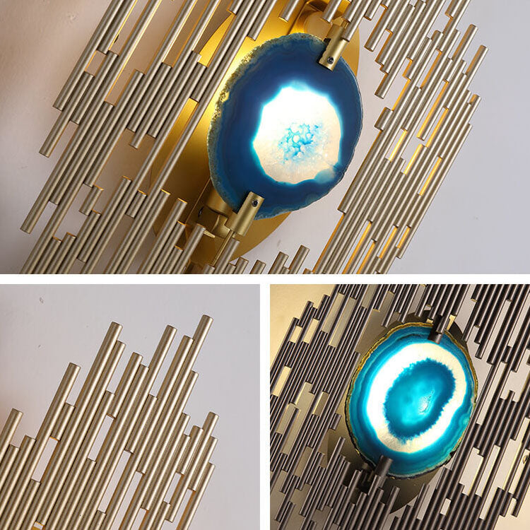 Metal Tube Blue Agate Wall Lamp