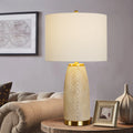 Fabric Drum Resin Column Table Lamp