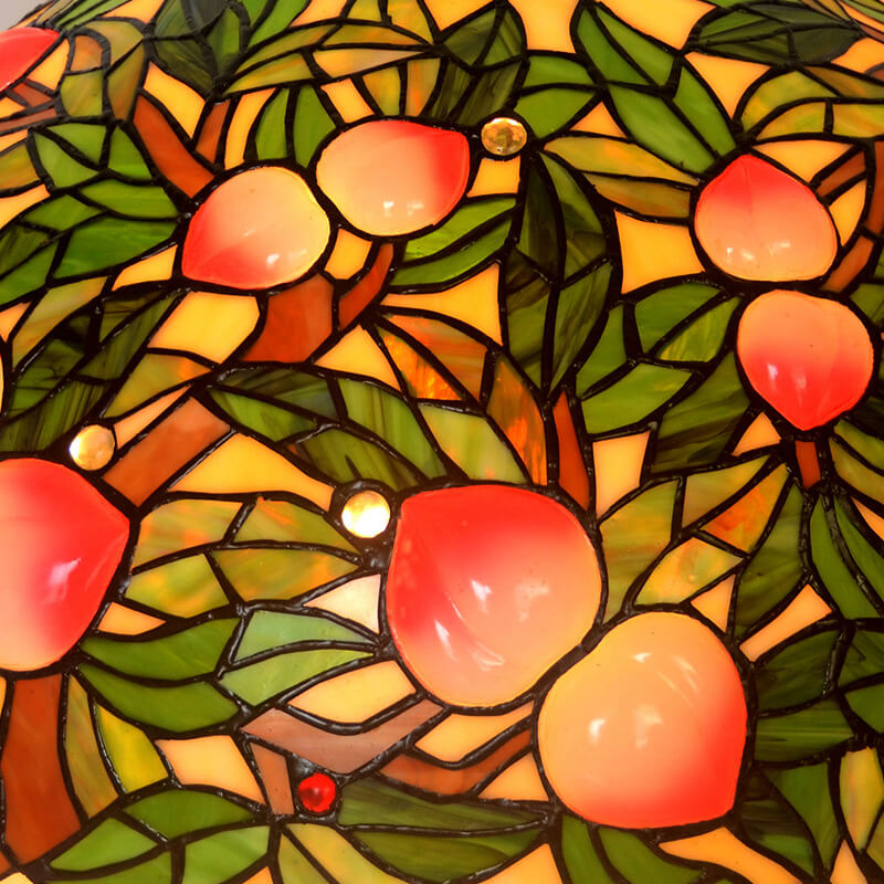 Peach Stained Glass Dome 3-Light Table Lamp