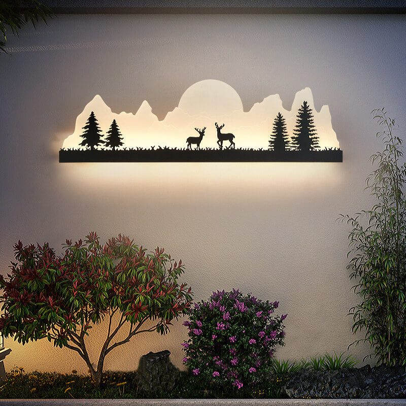 Iron Acrylic Landscape Painting Outdoor Light