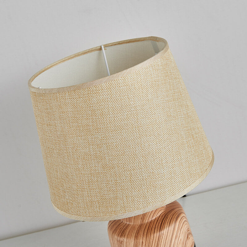 Wood Grain Fabric Ceramic Table Lamp