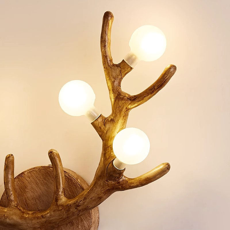 Resin Antler Tree Branch 6-Light Wall Lamp