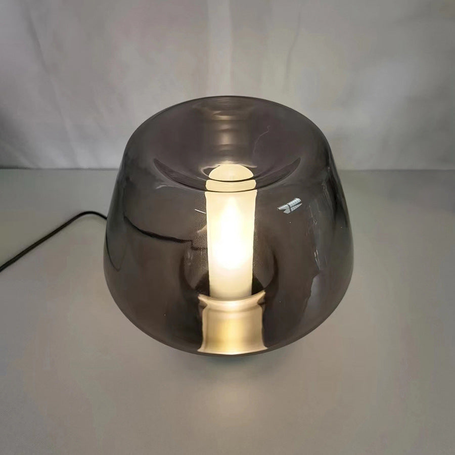Round Glass Metal Bedroom Table Lamp