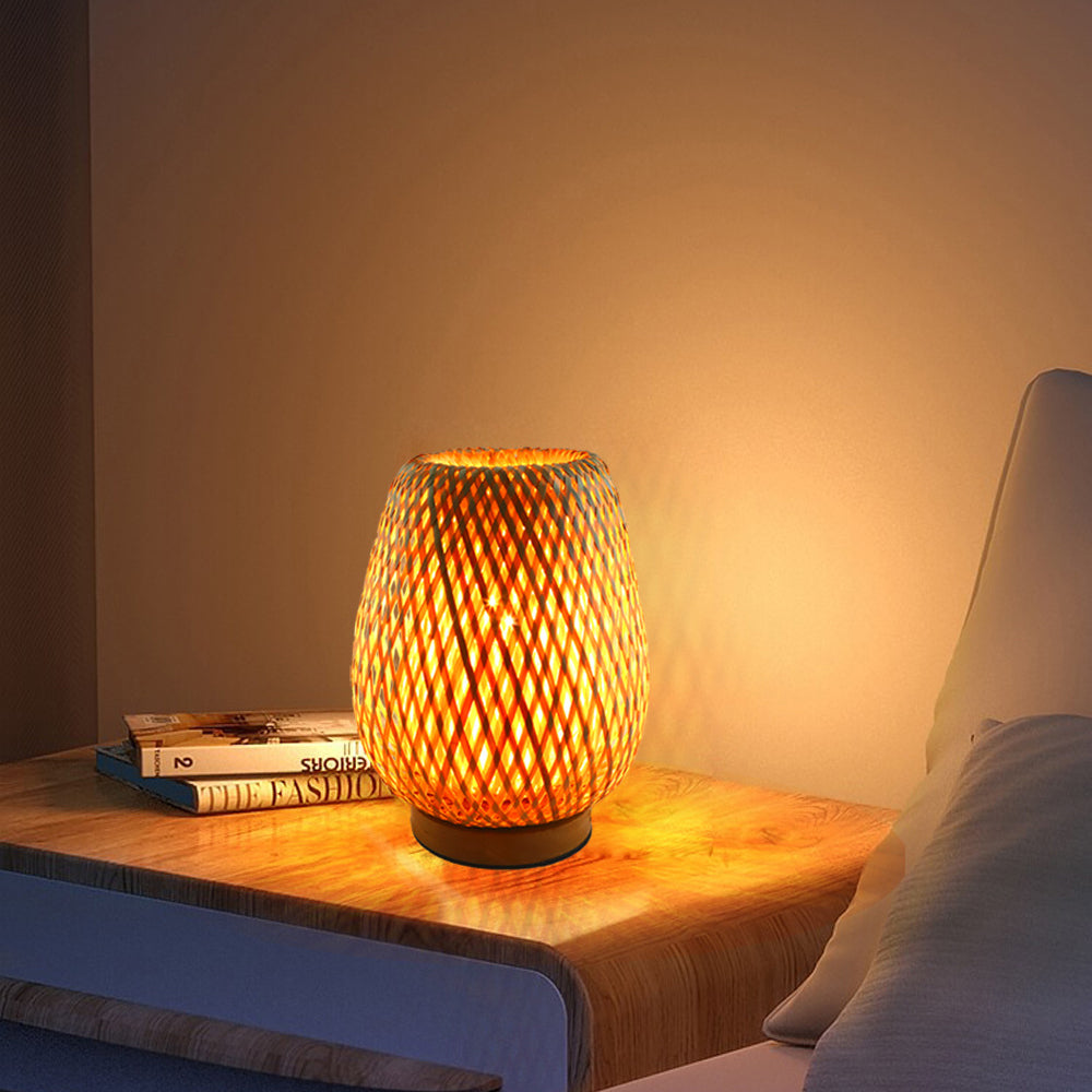 Bamboo Weaving Lantern Bedroom Table Lamp