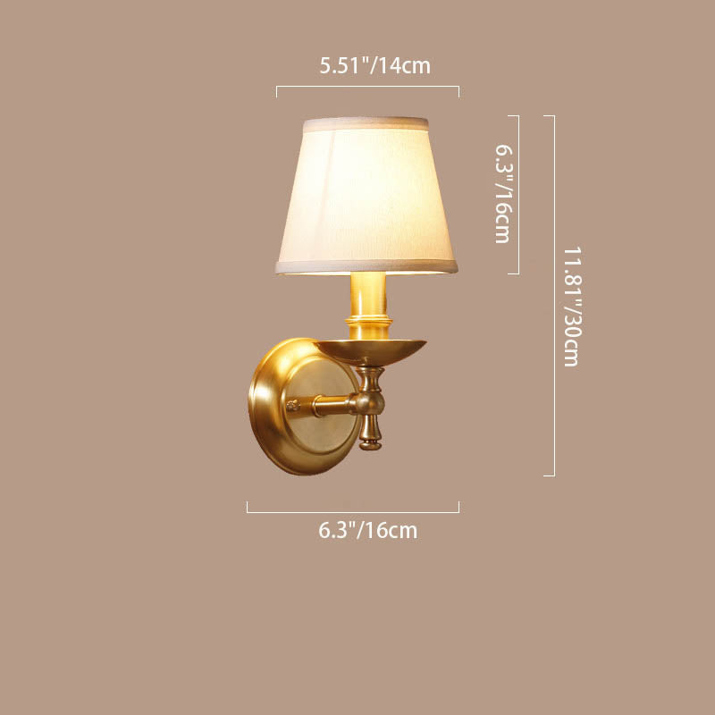 Trapezoidal Candelabra Copper Fabric Wall Lamp