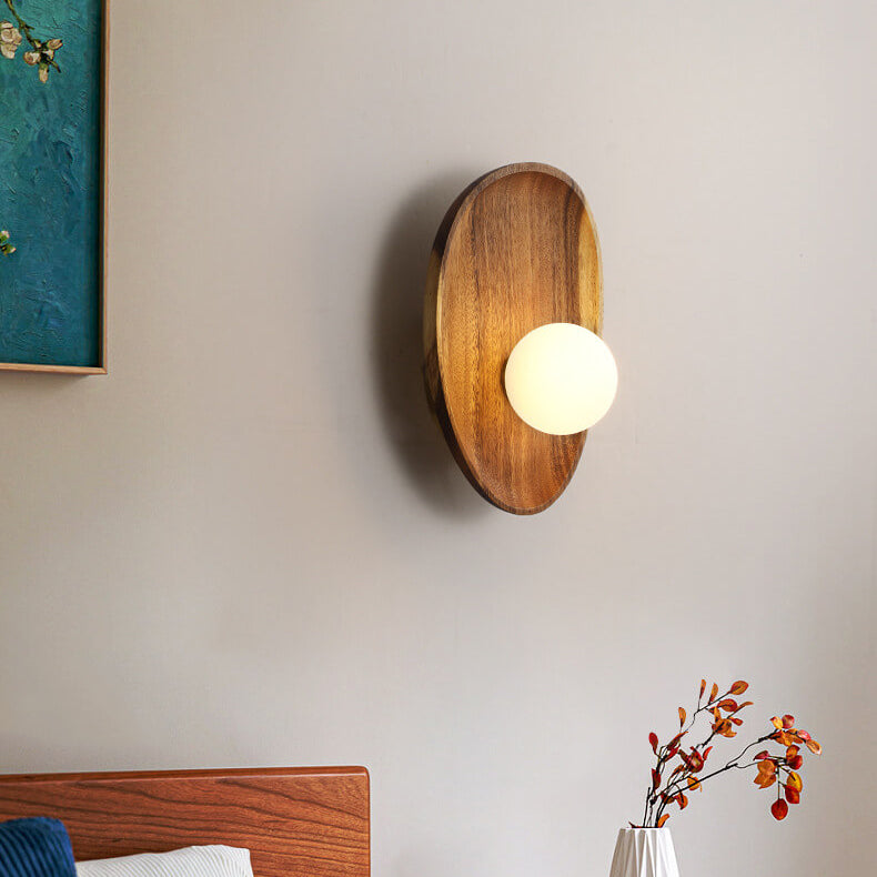 Zen Walnut Glass Ball Wall Lamp