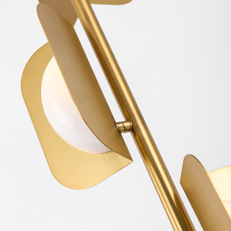 Folding Square Metal Marble 3-Light Floor Lamp