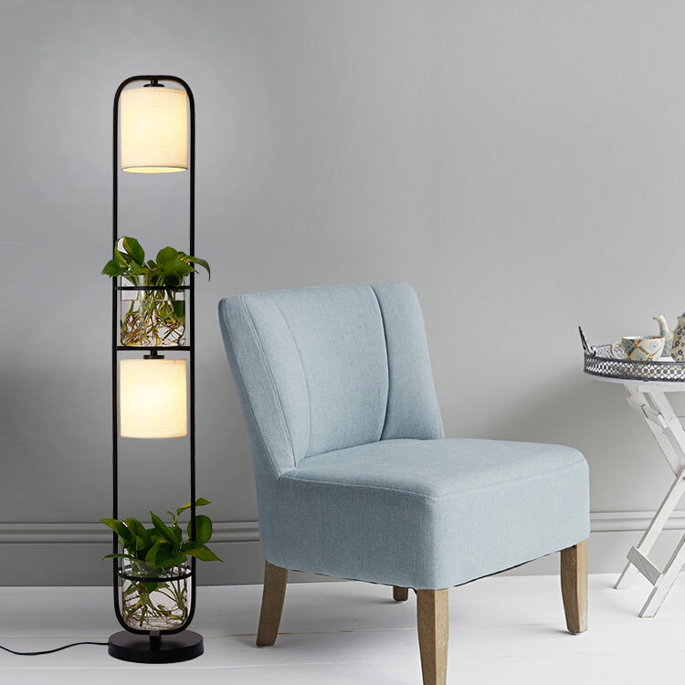 Fabric Iron Frame Hydroponic 2-Light Floor Lamp