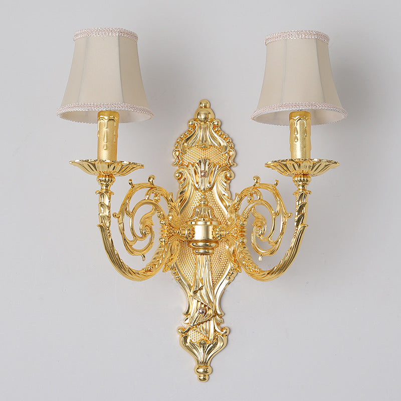 Candelabra Carved Zinc Alloy 2-Light Wall Lamp