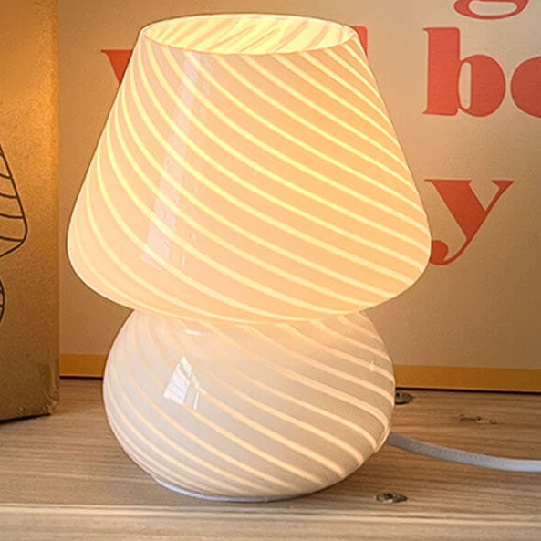 Striped Mushroom Glass Table Lamp