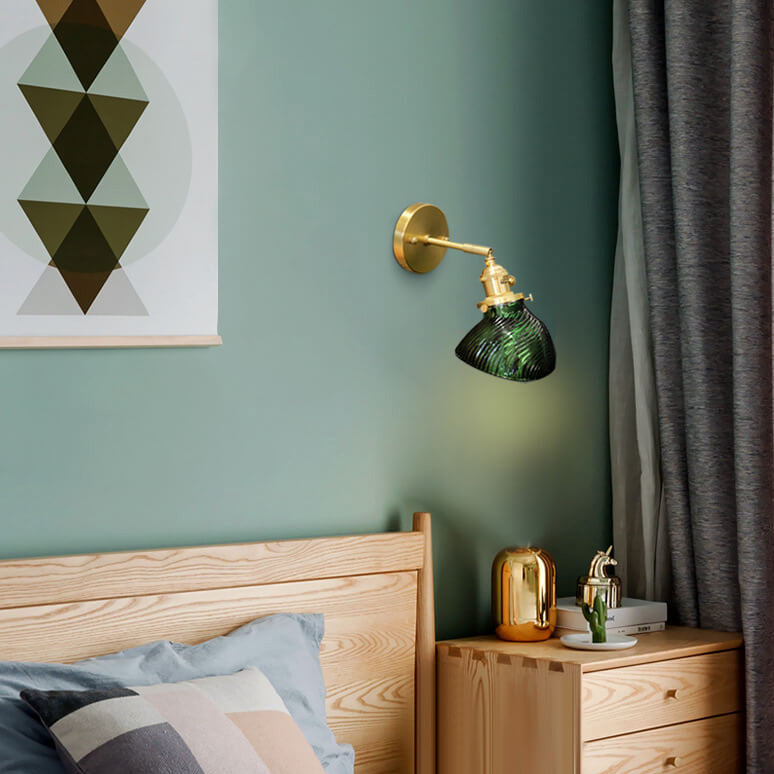 Emerald Glass Brass Straight Wall Lamp