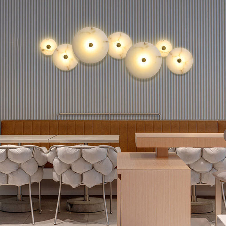 Round Marble Iron Wall Lamp